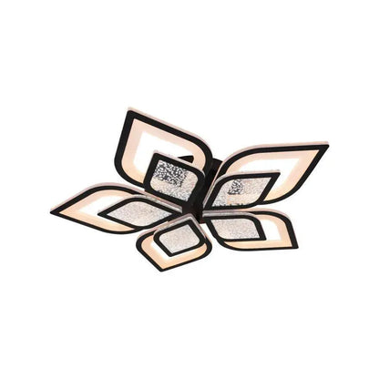 Lustre LED avec télécommande DALIA 96W, 5 pétales, Lumière froide/chaude/neutre, Dimmable, Noir