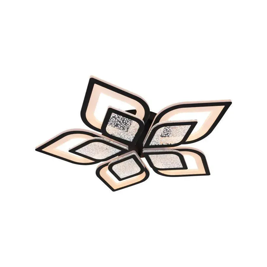 Lustre LED avec télécommande DALIA 96W, 5 pétales, Lumière froide/chaude/neutre, Dimmable, Noir