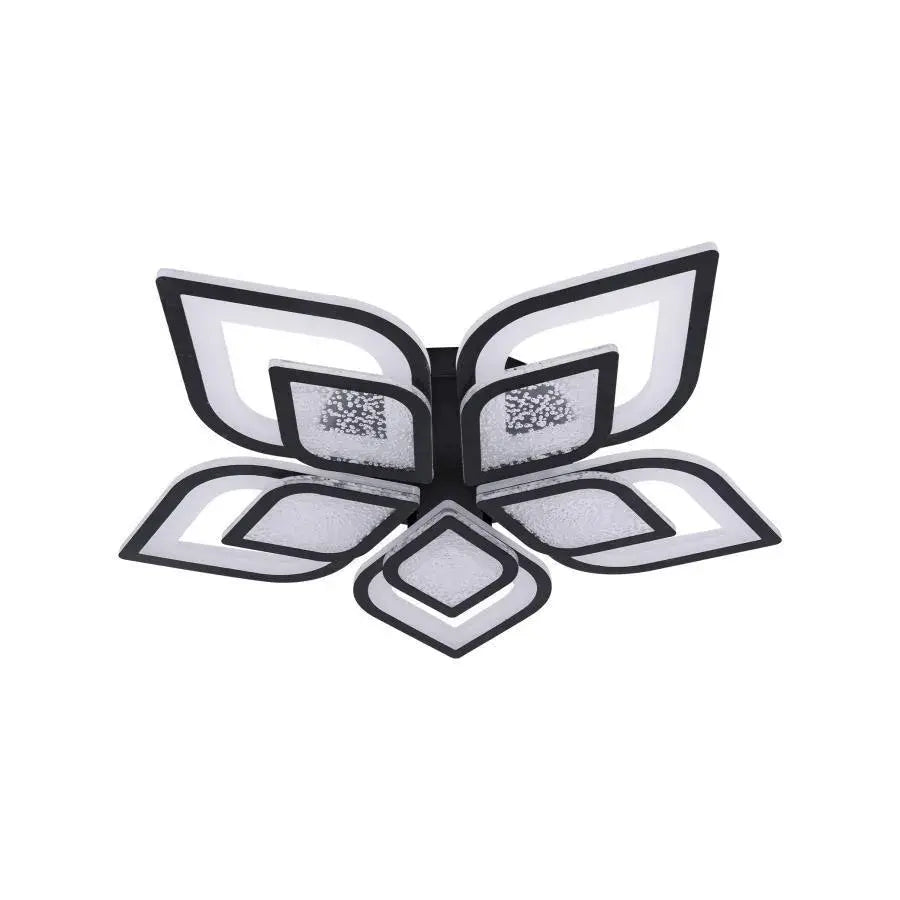 Lustre LED avec télécommande DALIA 96W, 5 pétales, Lumière froide/chaude/neutre, Dimmable, Noir