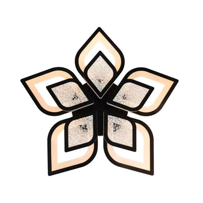 Lustre LED avec télécommande DALIA 96W, 5 pétales, Lumière froide/chaude/neutre, Dimmable, Noir