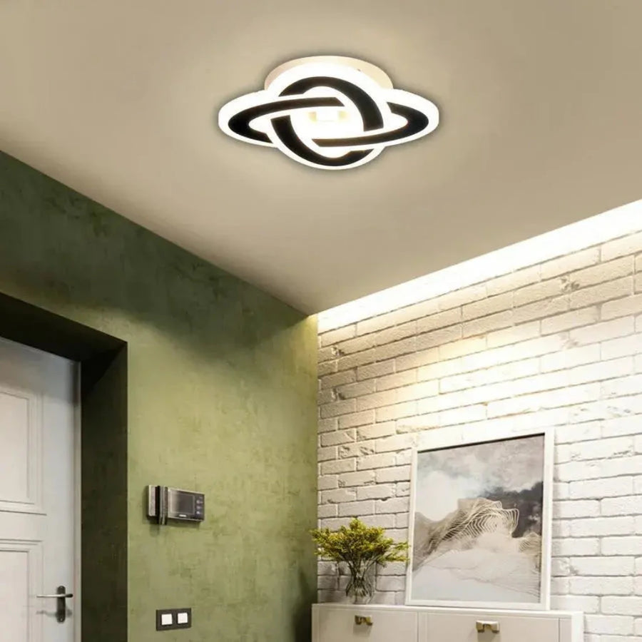 Lustre LED CRINELLA 44W, Diamètre 23cm, Lumière Froid/Chaud/Neutre 3000K/4000K/6000K, Noir, Métal et Acrylique