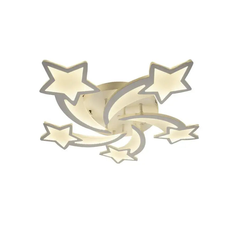 Lustre LED avec télécommande IPOMOEA 69W, 5 étoiles, Lumière Froide/Chaude/Neutre, Dimmable, Blanc