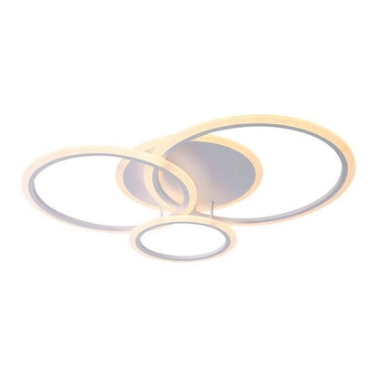 Lustre LED avec télécommande LUCY 70W, 4 Cercles, Lumière Froide/Chaude/Neutre, Dimmable, Blanc