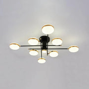 Lustre LED avec télécommande et cristal MISEL 154W, 9 éléments, Lumière Froide/Chaude/Neutre, Dimmable, Noir Or