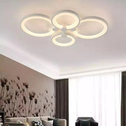 Lustre LED avec télécommande ALANI 52W, 4 Cercles, Lumière Froide/Chaude/Neutre, Dimmable, Blanc