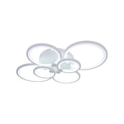 Lustre LED avec télécommande ALANI 168W, 6 Cercles, Lumière Froide/Chaude/Neutre, Dimmable, Blanc