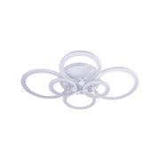 Lustre LED avec télécommande ALANI 168W, 6 Cercles, Lumière Froide/Chaude/Neutre, Dimmable, Blanc