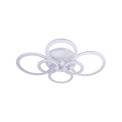 Lustre LED avec télécommande ALANI 168W, 6 Cercles, Lumière Froide/Chaude/Neutre, Dimmable, Blanc