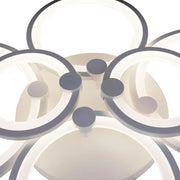 Lustre LED avec télécommande ALANI 168W, 6 Cercles, Lumière Froide/Chaude/Neutre, Dimmable, Blanc