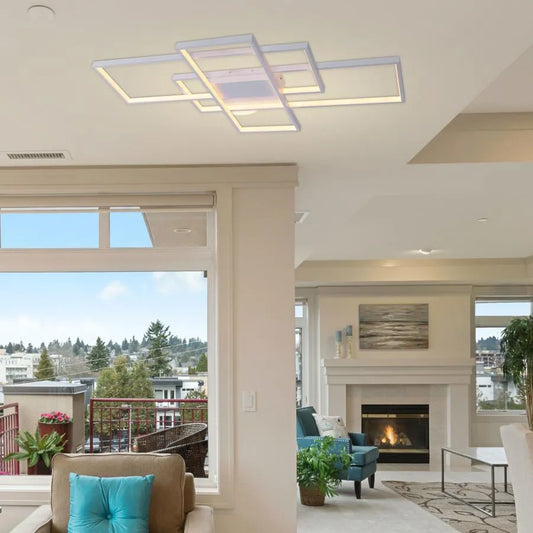 Lustre LED avec télécommande LANDEN 184W, 3 éléments, Lumière Froide/Chaude/Neutre, Dimmable, Blanc