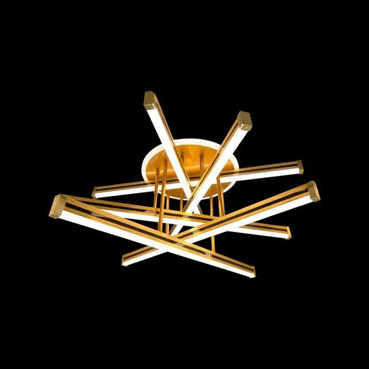 Lustre LED avec télécommande ARICI 90W, 6 Éléments, Linéaire, Lumière Froide/Chaude/Neutre, Dimmable, Or Blanc 