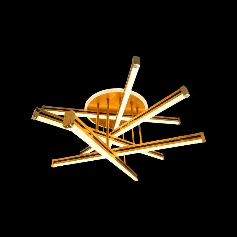 Lustre LED avec télécommande ARICI 90W, 6 Éléments, Linéaire, Lumière Froide/Chaude/Neutre, Dimmable, Or Blanc 