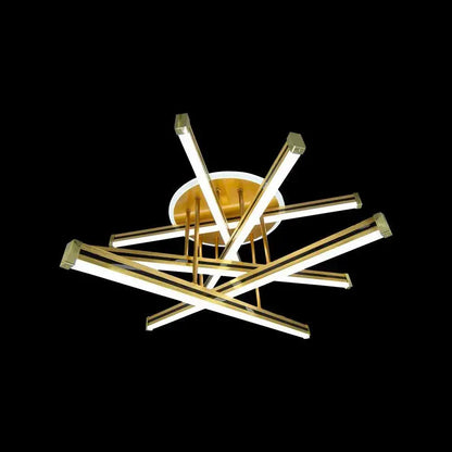 Lustre LED avec télécommande ARICI 90W, 6 Éléments, Linéaire, Lumière Froide/Chaude/Neutre, Dimmable, Or Blanc 