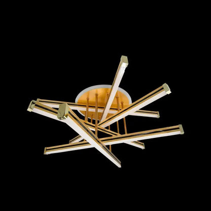 Lustre LED avec télécommande ARICI 90W, 6 Éléments, Linéaire, Lumière Froide/Chaude/Neutre, Dimmable, Or Blanc 