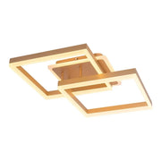 Lustre LED avec télécommande ARWEN 142W, 2 Carrés, Lumière Froide/Chaude/Neutre, Dimmable, Doré