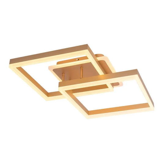 Lustre LED avec télécommande ARWEN 142W, 2 Carrés, Lumière Froide/Chaude/Neutre, Dimmable, Doré