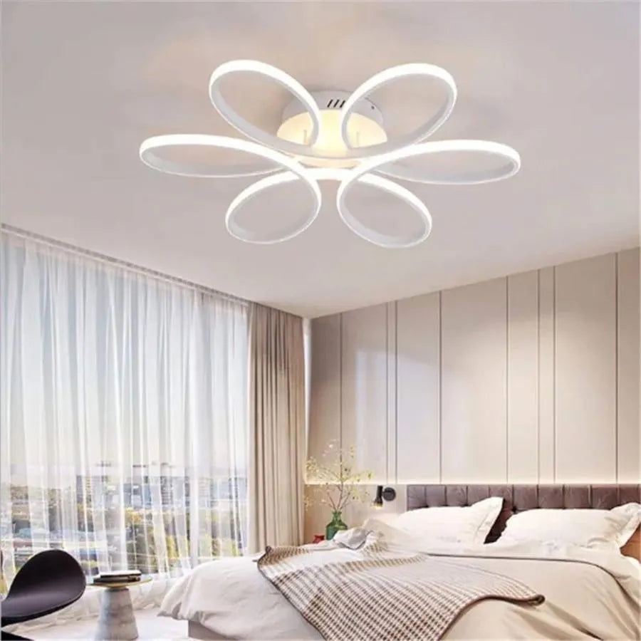 Lustre LED avec télécommande AYDA 116W, Ondulé, Lumière Froide/Chaude/Neutre, Dimmable, Blanc