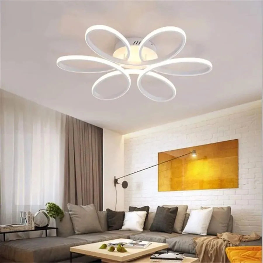 Lustre LED avec télécommande AYDA 116W, Ondulé, Lumière Froide/Chaude/Neutre, Dimmable, Blanc
