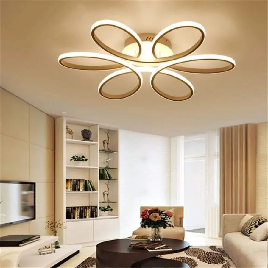 Lustre LED avec télécommande AYDA 116W, Ondulé, Lumière Froide/Chaude/Neutre, Dimmable, Blanc