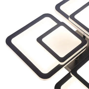 Lustre LED avec télécommande SUSAN 96W, 4 Carrés, Lumière Froide/Chaude/Neutre, Dimmable, Noir