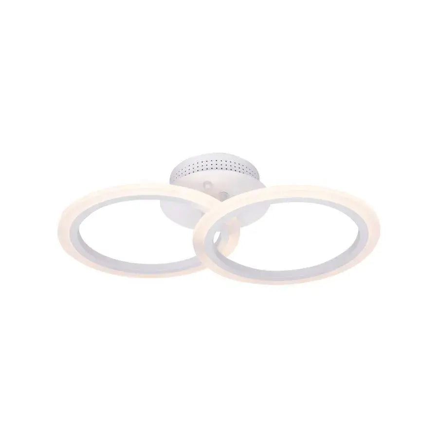 Lustre LED avec télécommande BETTY 28W, 2 Cercles, Lumière Froide/Chaude/Neutre, Dimmable, Blanc