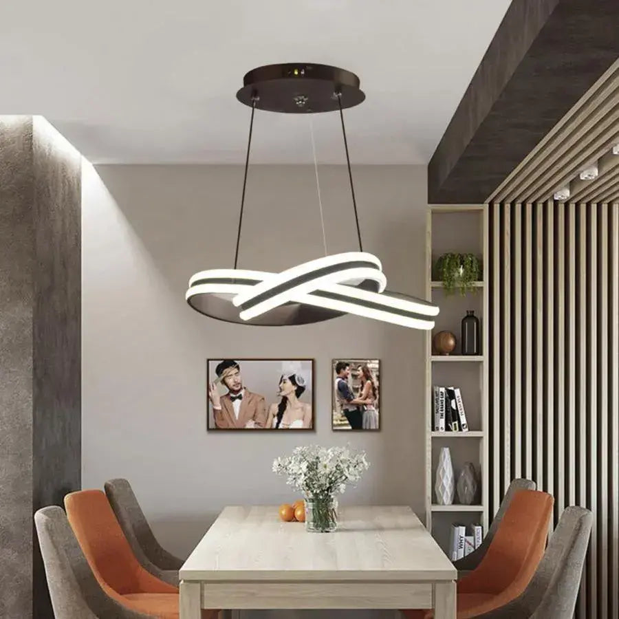 Lustre LED suspendu avec télécommande INFINITY LOOP 61W, Lumière Froide/Chaude/Neutre, Dimmable, Noir, Hauteur Réglable