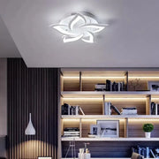 Lustre LED avec télécommande LOTUS 54W, 5 pétales, Lumière Froide/Chaude/Neutre, Dimmable, Blanc