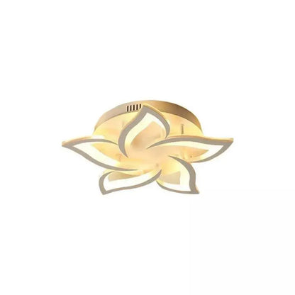 Lustre LED avec télécommande LOTUS 54W, 5 pétales, Lumière Froide/Chaude/Neutre, Dimmable, Blanc