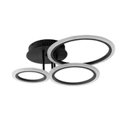 Lustre LED avec télécommande BETTY 41W, 3 Cercles, Lumière Froide/Chaude/Neutre, Dimmable, Noir