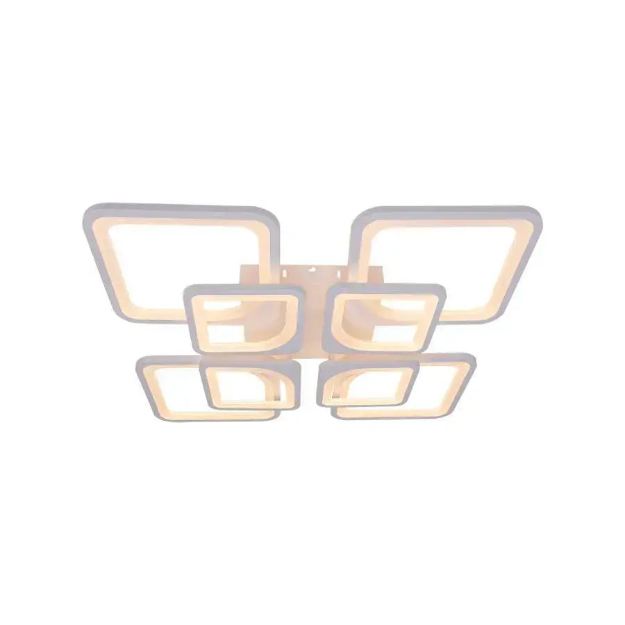 Lustre LED avec télécommande ZOE 135W, 8 carrés, Lumière Froide/Chaude/Neutre, Dimmable, Blanc