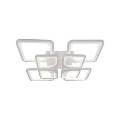 Lustre LED avec télécommande ZOE 135W, 8 carrés, Lumière Froide/Chaude/Neutre, Dimmable, Blanc