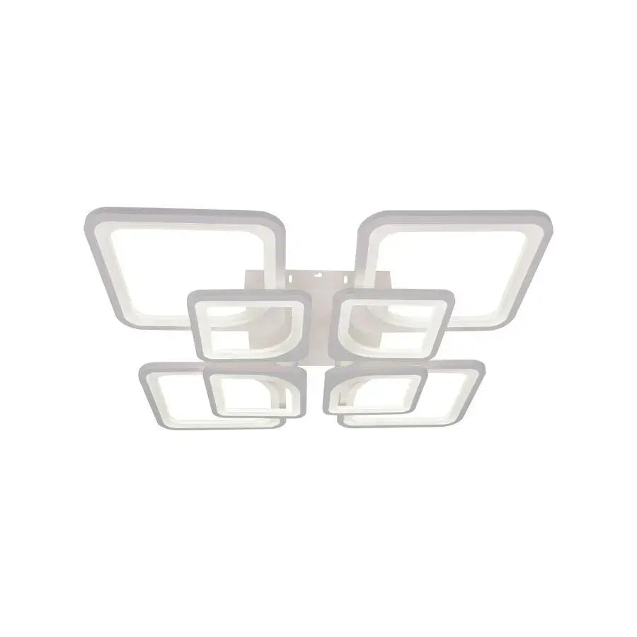 Lustre LED avec télécommande ZOE 135W, 8 carrés, Lumière Froide/Chaude/Neutre, Dimmable, Blanc