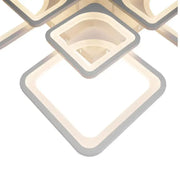 Lustre LED avec télécommande ZOE 135W, 8 carrés, Lumière Froide/Chaude/Neutre, Dimmable, Blanc