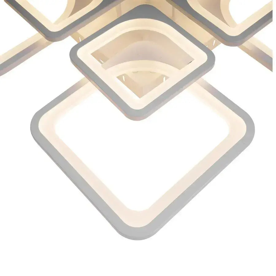 Lustre LED avec télécommande ZOE 135W, 8 carrés, Lumière Froide/Chaude/Neutre, Dimmable, Blanc