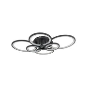 Lustre LED avec télécommande ALANI 152W, 6 Cercles, Lumière Froide/Chaude/Neutre, Dimmable, Noir