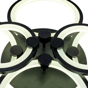 Lustre LED avec télécommande ALANI 152W, 6 Cercles, Lumière Froide/Chaude/Neutre, Dimmable, Noir