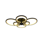 Lustre LED avec télécommande ALANI 152W, 6 Cercles, Lumière Froide/Chaude/Neutre, Dimmable, Noir