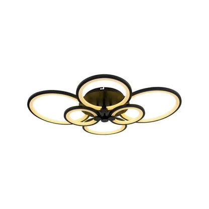 Lustre LED avec télécommande ALANI 152W, 6 Cercles, Lumière Froide/Chaude/Neutre, Dimmable, Noir