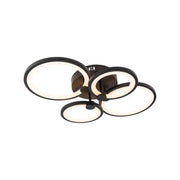 Lustre LED avec télécommande ALANI 88W, 4 Cercles, Lumière Froide/Chaude/Neutre, Dimmable, Noir