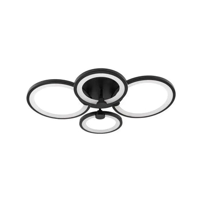 Lustre LED avec télécommande ALANI 88W, 4 Cercles, Lumière Froide/Chaude/Neutre, Dimmable, Noir