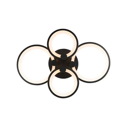 Lustre LED avec télécommande ALANI 88W, 4 Cercles, Lumière Froide/Chaude/Neutre, Dimmable, Noir
