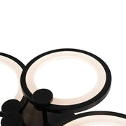 Lustre LED avec télécommande ALANI 88W, 4 Cercles, Lumière Froide/Chaude/Neutre, Dimmable, Noir