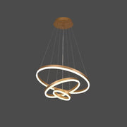 Lustre LED suspendu avec télécommande ELIZABETH, 85W, 3 Cercles, Lumière Froid/Chaud/Neutre, Dimmable, Or Brillant, Hauteur Réglable