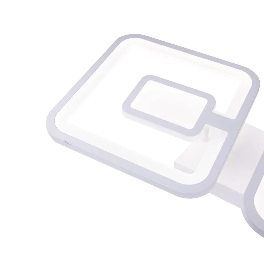 Lustre LED avec télécommande FELIX 87W, 3 Carrés, Lumière Froide/Chaude/Neutre, Dimmable, Blanc