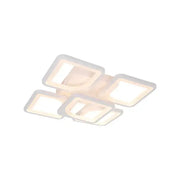 Lustre LED avec télécommande FELY 80W, 5 carrés, Lumière Froide/Chaude/Neutre, Dimmable, Blanc