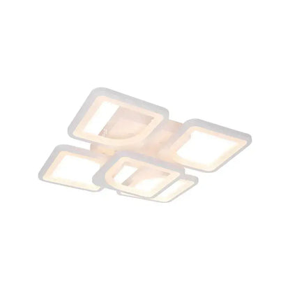 Lustre LED avec télécommande FELY 80W, 5 carrés, Lumière Froide/Chaude/Neutre, Dimmable, Blanc