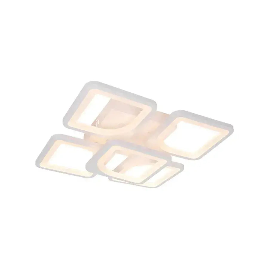 Lustre LED avec télécommande FELY 80W, 5 carrés, Lumière Froide/Chaude/Neutre, Dimmable, Blanc