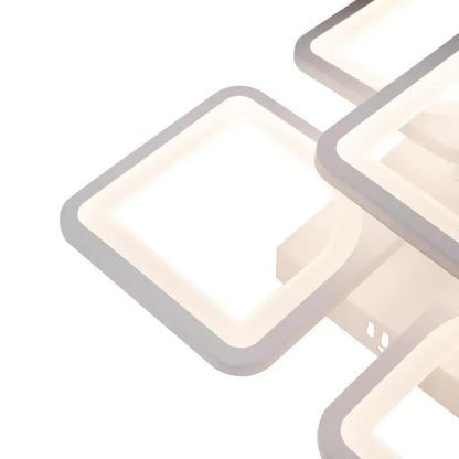 Lustre LED avec télécommande FELY 80W, 5 carrés, Lumière Froide/Chaude/Neutre, Dimmable, Blanc