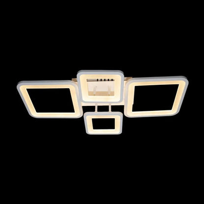 Lustre LED avec télécommande ELLA 67W, 4 carrés, Lumière Froide/Chaude/Neutre, Dimmable, Blanc