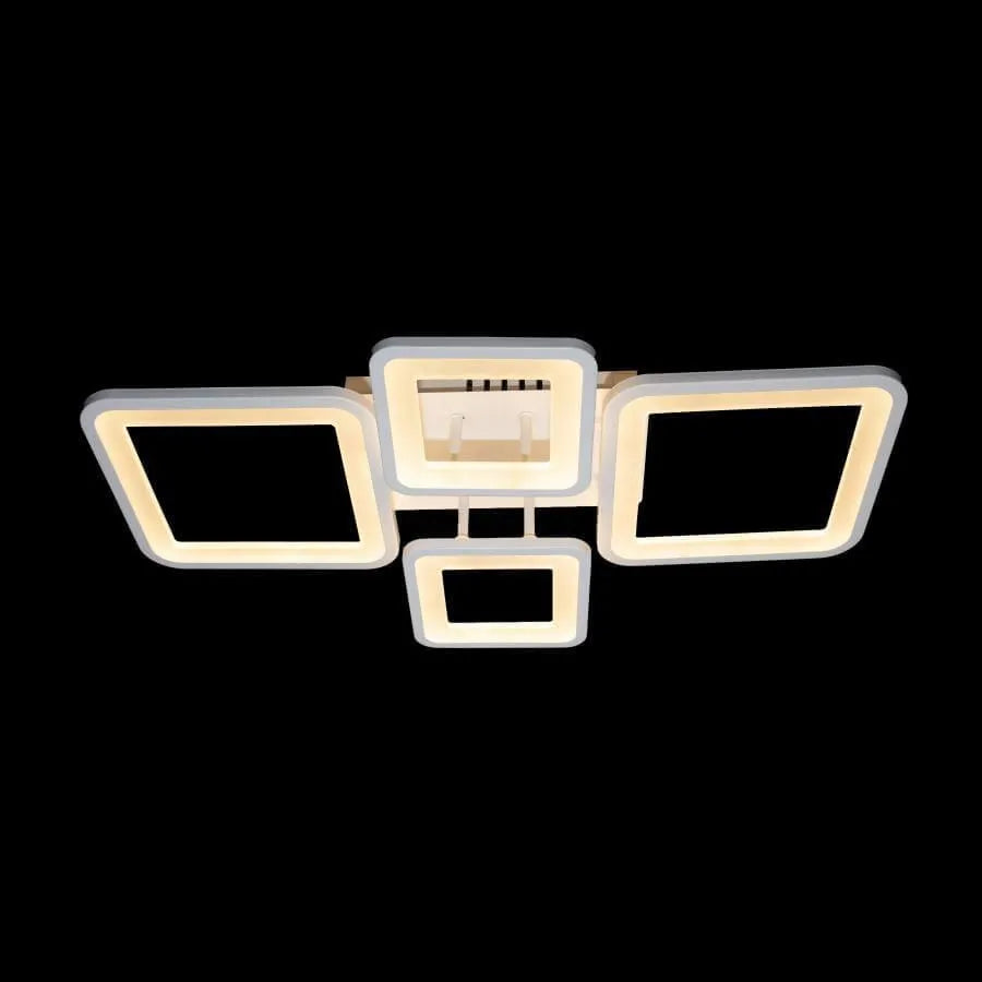 Lustre LED avec télécommande ELLA 67W, 4 carrés, Lumière Froide/Chaude/Neutre, Dimmable, Blanc